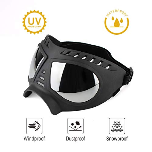 PETLESO Gafas de sol para perros, protección ocular, para perros grandes, para actividades al aire libre, color negro