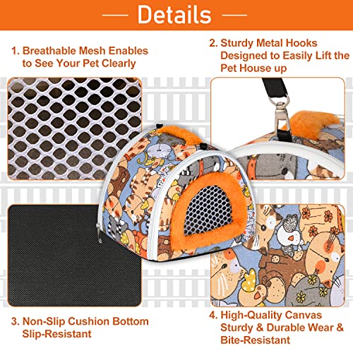 PETLOFT Camas para Mascotas Pequeños con Correa Desmontable, Portátil Entrada de Cremallera de Dos Lados Bolsa de Viaje Transpirable Small Animal Hideaway Cálida Cama Jaula para Hámster Chinchilla