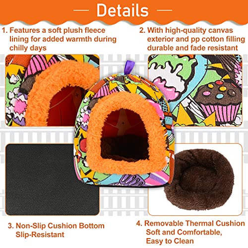 PETLOFT Camas para Mascotas Pequeños, Small Animal Hideaway Cálida Cama de Invierno Jaula Hamster para Animales Pequeños Hámster Ardilla de Jerbo Chinchilla con Almohadilla Extraíble - Naranja