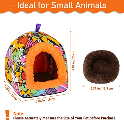 PETLOFT Camas para Mascotas Pequeños, Small Animal Hideaway Cálida Cama de Invierno Jaula Hamster para Animales Pequeños Hámster Ardilla de Jerbo Chinchilla con Almohadilla Extraíble - Naranja