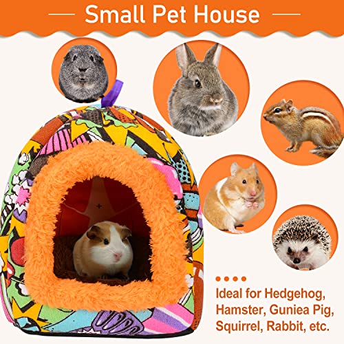 PETLOFT Camas para Mascotas Pequeños, Small Animal Hideaway Cálida Cama de Invierno Jaula Hamster para Animales Pequeños Hámster Ardilla de Jerbo Chinchilla con Almohadilla Extraíble - Naranja