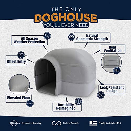 Petmate Husky - Casa para perros de hasta 90 libras, color gris