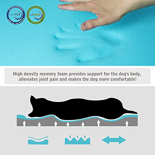 Petorrey Cama ortopédica de espuma viscoelástica para perros medianos, perros grandes con gel de enfriamiento, tapete lavable para perros, funda extraíble y forro impermeable