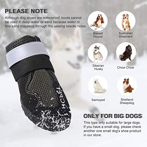 Petotw Zapatos Impermeables para Perros Botas Antideslizantes para Perros Protector de Pata con Tira Reflectante Botas para Perros Medios y Grandes 4 Piezas (XXXL, Negro, 8#)