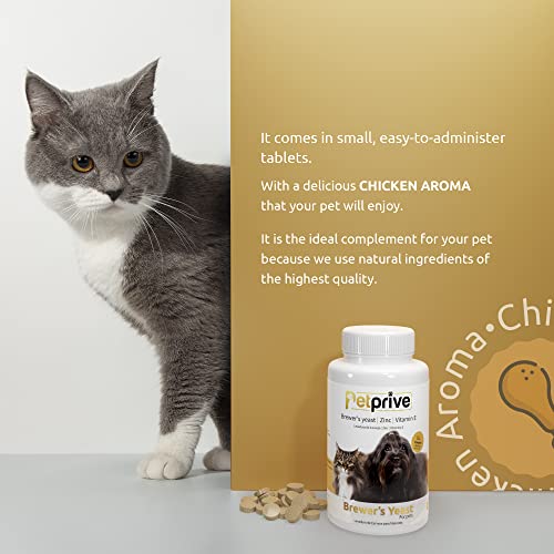 Petprive Levadura De Cerveza para Perros Y Gatos con Vitamina B, Vitamina E, Zinc Y Minerales - Vitaminas para Perros - Suplemento Vitaminico Natural para Pelo, Piel Y Uñas - 180 Comprimidos