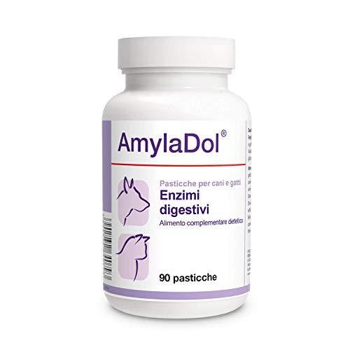 Pets Dolfos AmylaDol 90 comprimidos Enzimas digestivos Naturales: Amilasi, lipasos y Proteasas. Alimento complementario dietético en caso de trastornos digestivos de perros y gatos