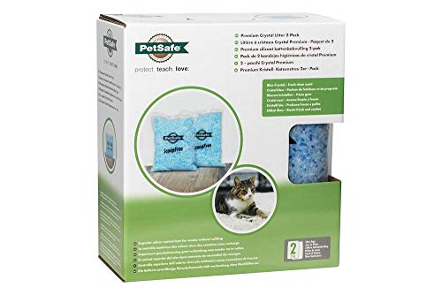 PetSafe - Arena de Cristal Azul Premium para Arenero ScoopFree, Arena para Gatos, Arena de Sílice, Más Limpio, Absorbe líquidos y Seca las Heces, 99% Menos Polvo - Paquete de 2 Unidades