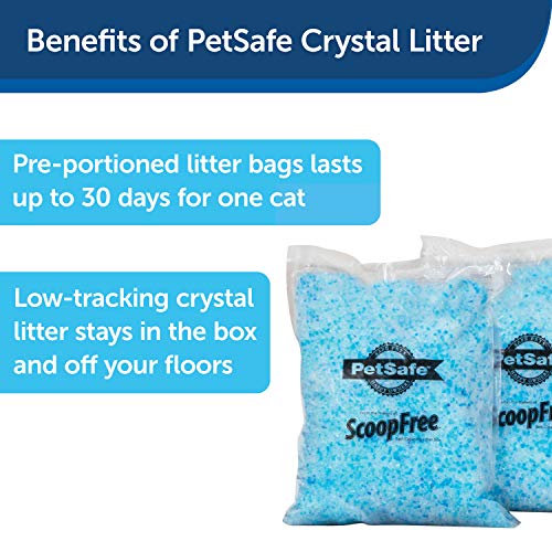 PetSafe - Arena de Cristal Azul Premium para Arenero ScoopFree, Arena para Gatos, Arena de Sílice, Más Limpio, Absorbe líquidos y Seca las Heces, 99% Menos Polvo - Paquete de 2 Unidades