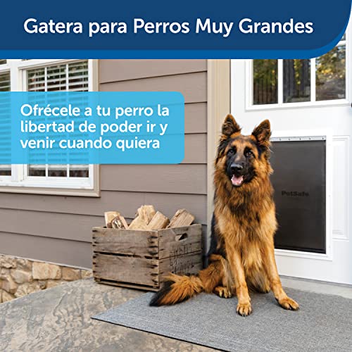 PetSafe Puerta de Aluminio para Mascotas para Condiciones Climáticas Extremas, Sistema de Solapa con Aislamiento de 3 Aletas de Plástico de Bajo Consumo, 1 Aleta de Cierre, Resistente, Extragrande, XL