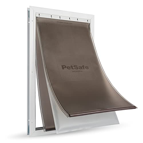 PetSafe Puerta de Aluminio para Mascotas para Condiciones Climáticas Extremas, Sistema de Solapa con Aislamiento de 3 Aletas de Plástico de Bajo Consumo, 1 Aleta de Cierre, Resistente, Extragrande, XL