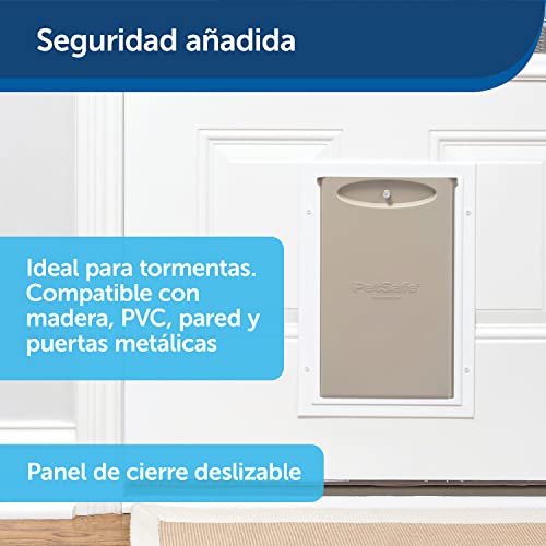 PetSafe – Puerta de Aluminio para Perros y Gatos Staywell Original – Puerta de Entrada y Salida - Puerta para Mascotas. Panel de cierre Resistente Incluido – Aislante – L - Máx. 45 kg