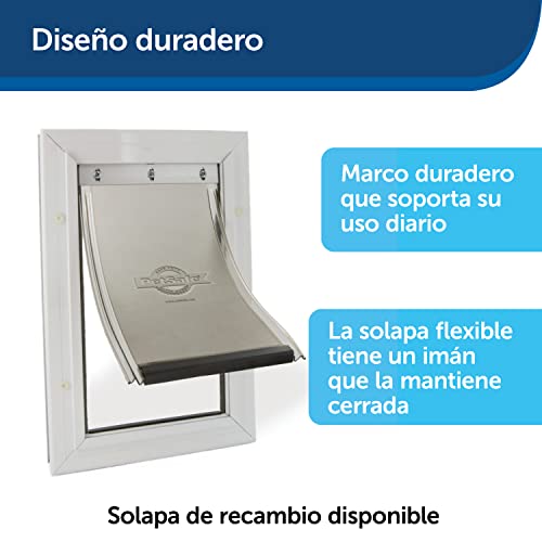 PetSafe – Puerta de Aluminio para Perros y Gatos Staywell Original – Puerta de Entrada y Salida - Puerta para Mascotas. Panel de cierre Resistente Incluido – Aislante – L - Máx. 45 kg