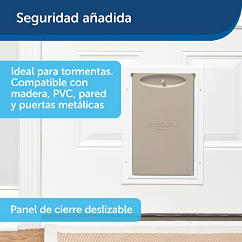 PetSafe - Puerta para perros y gatos de Aluminio para Condiciones Climáticas Extremas, 3 Solapas contra Corrientes de Aire, Aluminio, Solapa Aislante,2 Opciones de Bloqueo, Panel de Bloqueo - L