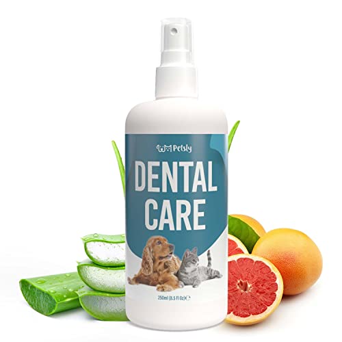 Petsly Spray Dental Perros y Gatos con Hierbabuena - Enjuague Bucal Perros para Mal Aliento de Perros - Spray Anti Sarro Orgánico para Mal Olor Boca Perro - Alternativa a Cepillo Dientes Perro, 100ml