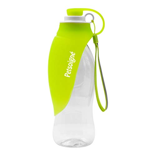 Petsoigné Botella de Agua para Perros Portátil Botella para Perros de Silicona para Salir (Verde)