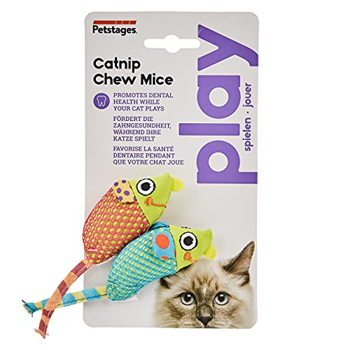 Petstages Catnip Chew Mice - Juguete para la salud dental - Para gatos - Pack de 2