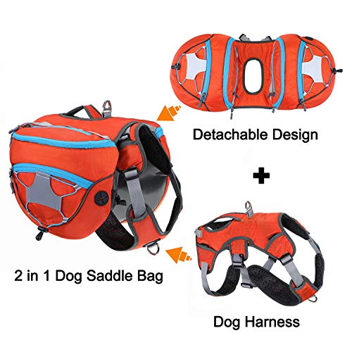 PETTOM Mochila Alforja para Perro Grandes Bolsa para Viajes Camping Senderismo Acampada