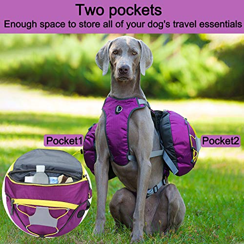 PETTOM Mochila Alforja Perros Bolsa de sillín para Perros Grandes Bolsa para Viajes Camping Senderismo Acampada