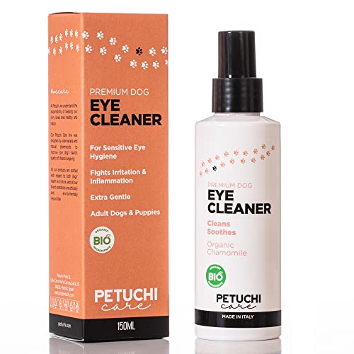 PETUCHI Limpiador de Ojos para Perros Bio; Desinfecta y Calma Ojos Irritados; Spray Colirio Natural; 150ml