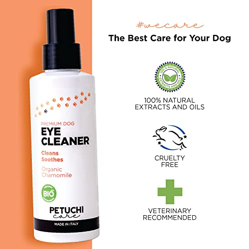 PETUCHI Limpiador de Ojos para Perros Bio; Desinfecta y Calma Ojos Irritados; Spray Colirio Natural; 150ml