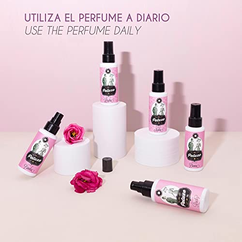 Petuxe Perfume vegano para perros de origen natural. Colonia en spray para mascotas. Corrector de olor para mascotas. Cachorros y adultos. Efecto duradero (Dama)