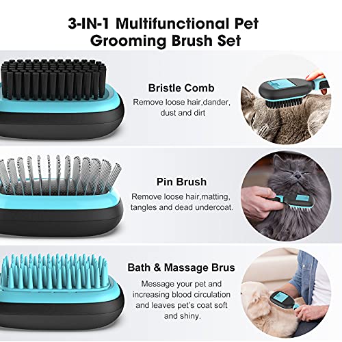 PewinGo Pets Cepillo Perros y Gatos 5-IN-1 Multifuncionales para el Cuidado de Mascotas, Peine para Perros Gatos y Mascotas uso Diario para Limpiar el Pelo Suelto y La Suciedad