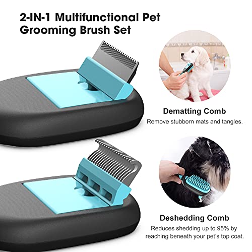 PewinGo Pets Cepillo Perros y Gatos 5-IN-1 Multifuncionales para el Cuidado de Mascotas, Peine para Perros Gatos y Mascotas uso Diario para Limpiar el Pelo Suelto y La Suciedad