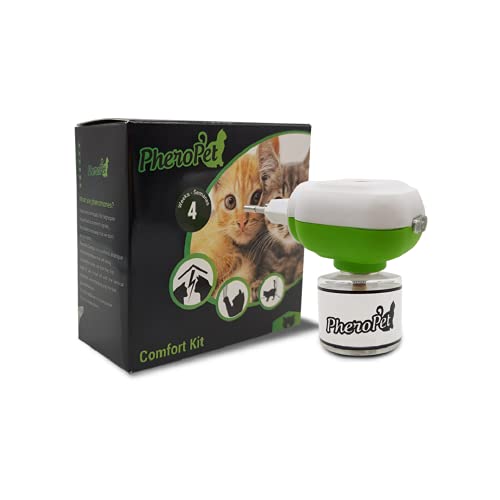 PheroPet Confort – Difusor de feromonas para Gatos, tranquilizante Gatos – Acaba con Malos comportamientos con Este Relajante para Gatos Natural – Anti arañazos - (Difusor + Recambio 48ml)