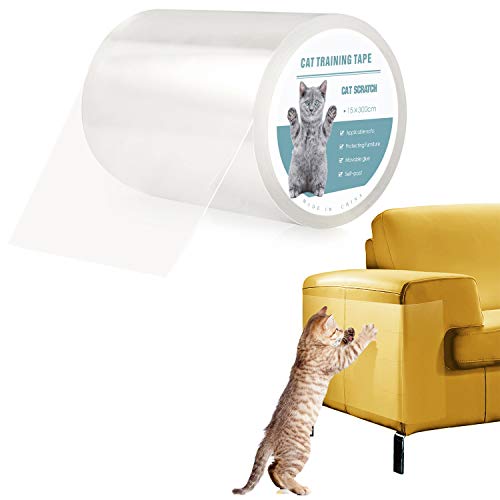 Pidsen Protector de Muebles Gatos, 15X300 CM Nano Cinta Adhesiva Anti Arañazos para Gatos,Transparente Autoadhesivas de Gato Protector para Gatos y Perro,Protector de sofá para Detener