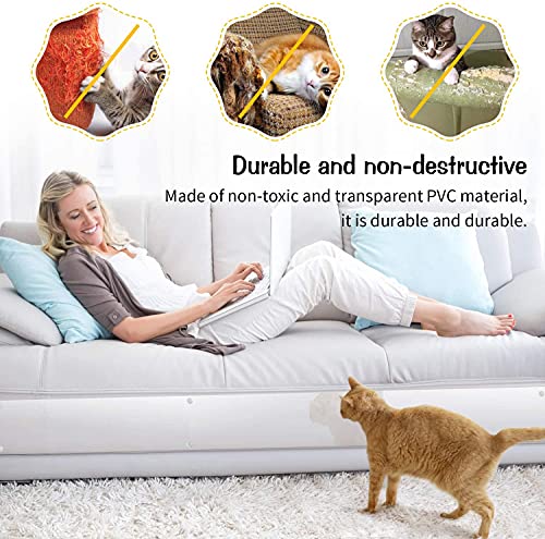 Pidsen Protector de Muebles Gatos, 4PCS Transparente Autoadhesivas contra Arañazos de Gato Protector con 24 Tornillos Rascador para Gatos y Perro, Protector de sofá para Detener