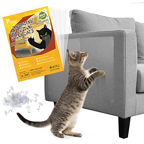 Pidsen Protector de Muebles Gatos, 4PCS Transparente Autoadhesivas contra Arañazos de Gato Protector con 24 Tornillos Rascador para Gatos y Perro, Protector de sofá para Detener