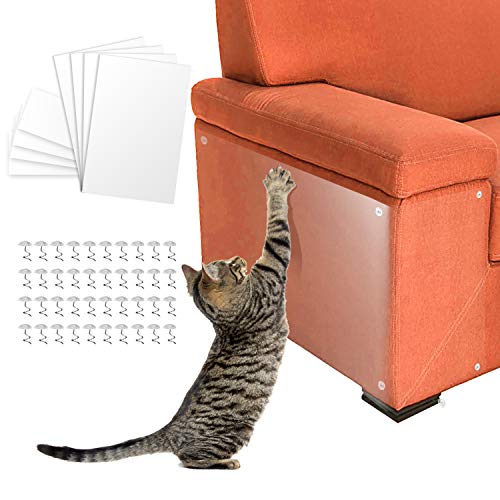 Pidsen Protector de Muebles Gatos, 7PCS Transparente Autoadhesivas contra Arañazos de Gato Protector con 40 Tornillos Rascador para Gatos y Perro, Protector de sofá para Detener