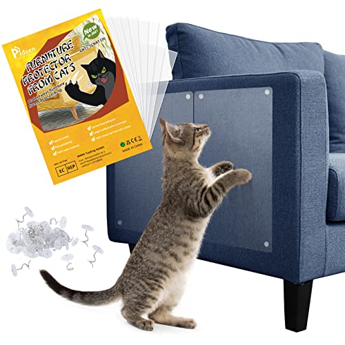 Pidsen Protector de Muebles Gatos, 8PCS Transparente Autoadhesivas contra Arañazos de Gato Protector con 48 Tornillos Rascador para Gatos y Perro, Protector de sofá para Detener