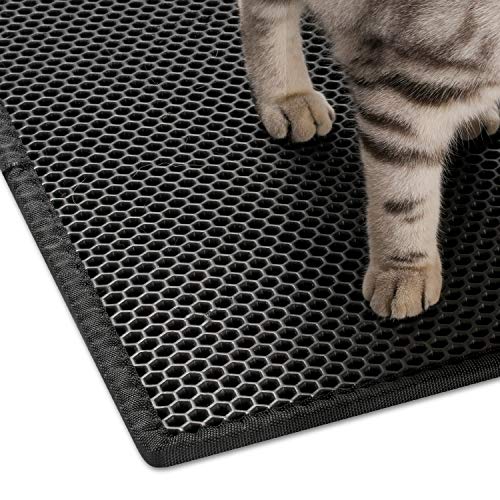 Pieviev Alfombra para Gatos,Estera Arena Gatos 61 * 38cm Doble Capa Impermeable Alta Elástico EVA Adecuado para Arenero Gatos Autolimpiable Arenero Gatos Cubierto