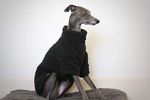 Pijama de forro polar suave y esponjoso negro galgo italiano, Whippet, Lurcher, Greyhound, Saluki Sighthound (XSmall)