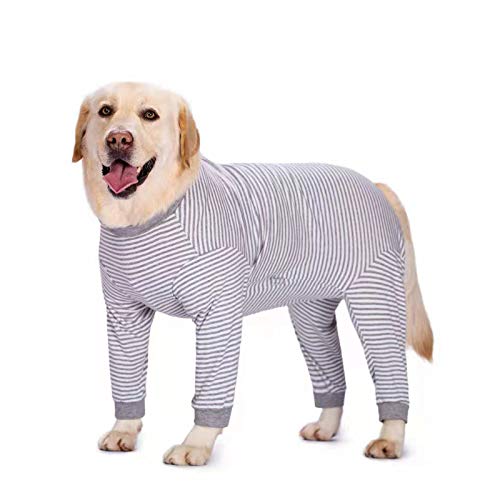 Pijama de una Pieza para Perros Grandes y medianos para la pérdida de Cabello, alergias, antifugas, protección de heridas, Alternativa de Cono (3XL, GIRS)