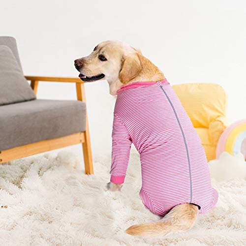 Pijama de una Pieza para Perros Grandes y medianos para la pérdida de Cabello, alergias, antifugas, protección de heridas, Alternativa de Cono (XL, Rosa)