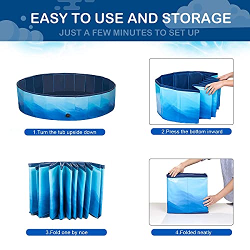 Piscina plegable para mascotas, para exteriores, color azul, PVC, redondo, para niños, piscinas de mascotas portátiles sobre el suelo para perros (120 x 30)