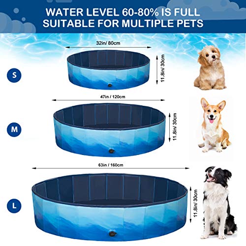 Piscina plegable para mascotas, para exteriores, color azul, PVC, redondo, para niños, piscinas de mascotas portátiles sobre el suelo para perros (120 x 30)