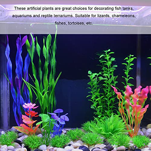 Plantas Acuáticas Artificiales,Qiundar 16 Pcs Plantas Plástico Acuario Plantas Artificiales Acuario,para Acuarios Domésticos y de Oficina