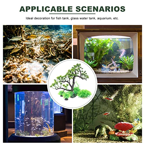 Plantas de Acuario Árbol de Pino Artificial Vivid Fish Tanque Simulación Planta de Simulación con Base para La Tienda de Mascotas Micro Paisaje Adorno Decoración