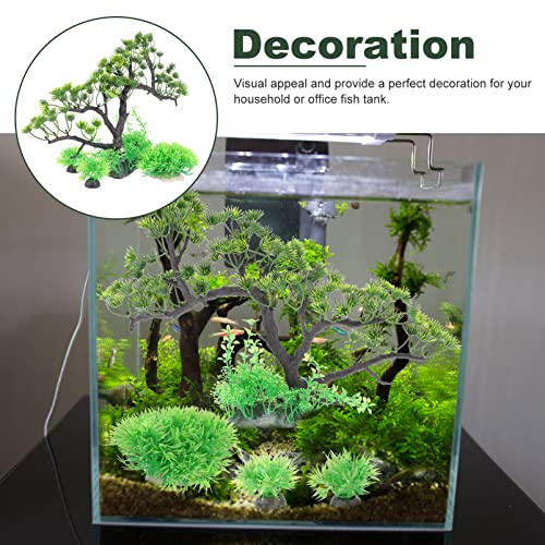 Plantas de Acuario Árbol de Pino Artificial Vivid Fish Tanque Simulación Planta de Simulación con Base para La Tienda de Mascotas Micro Paisaje Adorno Decoración