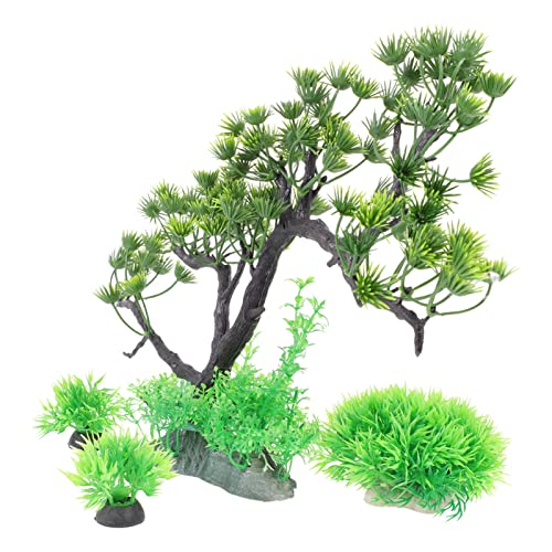 Plantas de Acuario Árbol de Pino Artificial Vivid Fish Tanque Simulación Planta de Simulación con Base para La Tienda de Mascotas Micro Paisaje Adorno Decoración