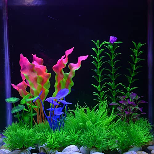 Plantas de Acuario Decoraciones,16 Plantas Artificiales de Acuario Acuario Plantas de Plástico Plantas Verdes de Acuario de Plástico no tóxico y Seguro para Todos los Peces y Animales domésticos