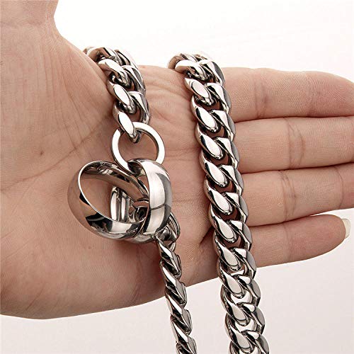 Plata 18 k Mascota Inoxidable Acero Cadena Collares Perro Mascota P Cadena Collar Metal Collar Corrosión Resistente Cadena Collar de Perro, Plata14mm * 16 in