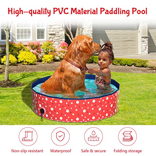 Plegable Bañera Mascotas, Luckits Portátil Piscina para Perros Resistente a rayones Mascotas Perros PVC Natación Piscina para Perros para gatos, perros, mascotas, niños, interior, exterior, 80 x 20 cm