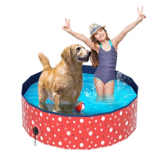 Plegable Bañera Mascotas, Luckits Portátil Piscina para Perros Resistente a rayones Mascotas Perros PVC Natación Piscina para Perros para gatos, perros, mascotas, niños, interior, exterior, 80 x 20 cm