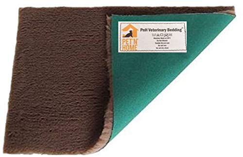 PnH Veterinary Bedding - Parte trasera verde - GRIS, MARRÓN, CARBÓN o BLANCO - Piezas de ropa de cama veterinaria - Muchos tamaños - LISTO PARA USAR, EDGE SELVAGE REMOVED (100cm x 50cm, MARRÓN)