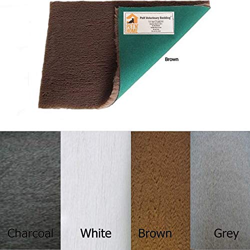 PnH Veterinary Bedding - Parte trasera verde - GRIS, MARRÓN, CARBÓN o BLANCO - Piezas de ropa de cama veterinaria - Muchos tamaños - LISTO PARA USAR, EDGE SELVAGE REMOVED (100cm x 50cm, MARRÓN)