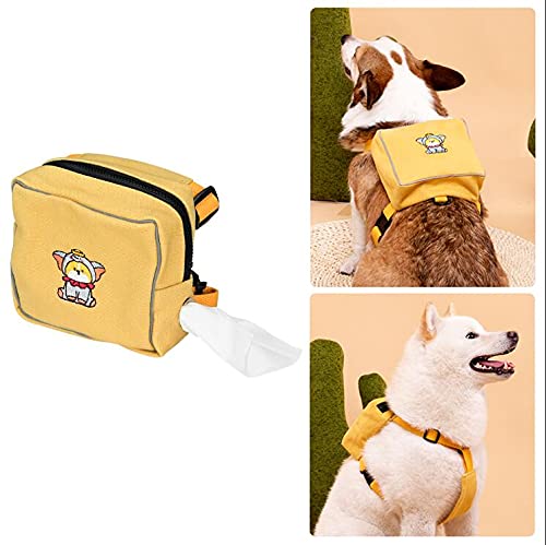 Podazz Mochila para Perro,Mochila para Mascotas, Bolsa de Almacenamiento de Juguetes con Arnés Ajustable en el Pecho y la Espalda Integrados, para Viajes al Aire Libre, Senderismo(amarillo)